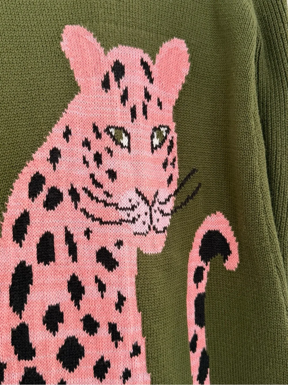 deux par deux Knit Sweater Dress Jaguar Olive Green Size 6/116cm